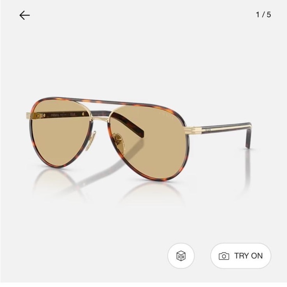 NEW Prada PR B57S Aviator Sunglasses – Gold/Tortoise – $578 Retail